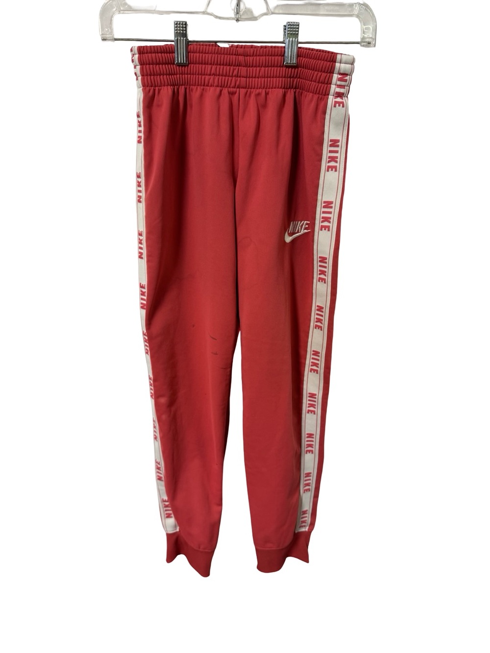 Nike Red Kids Joggers with White Branded Side Tape